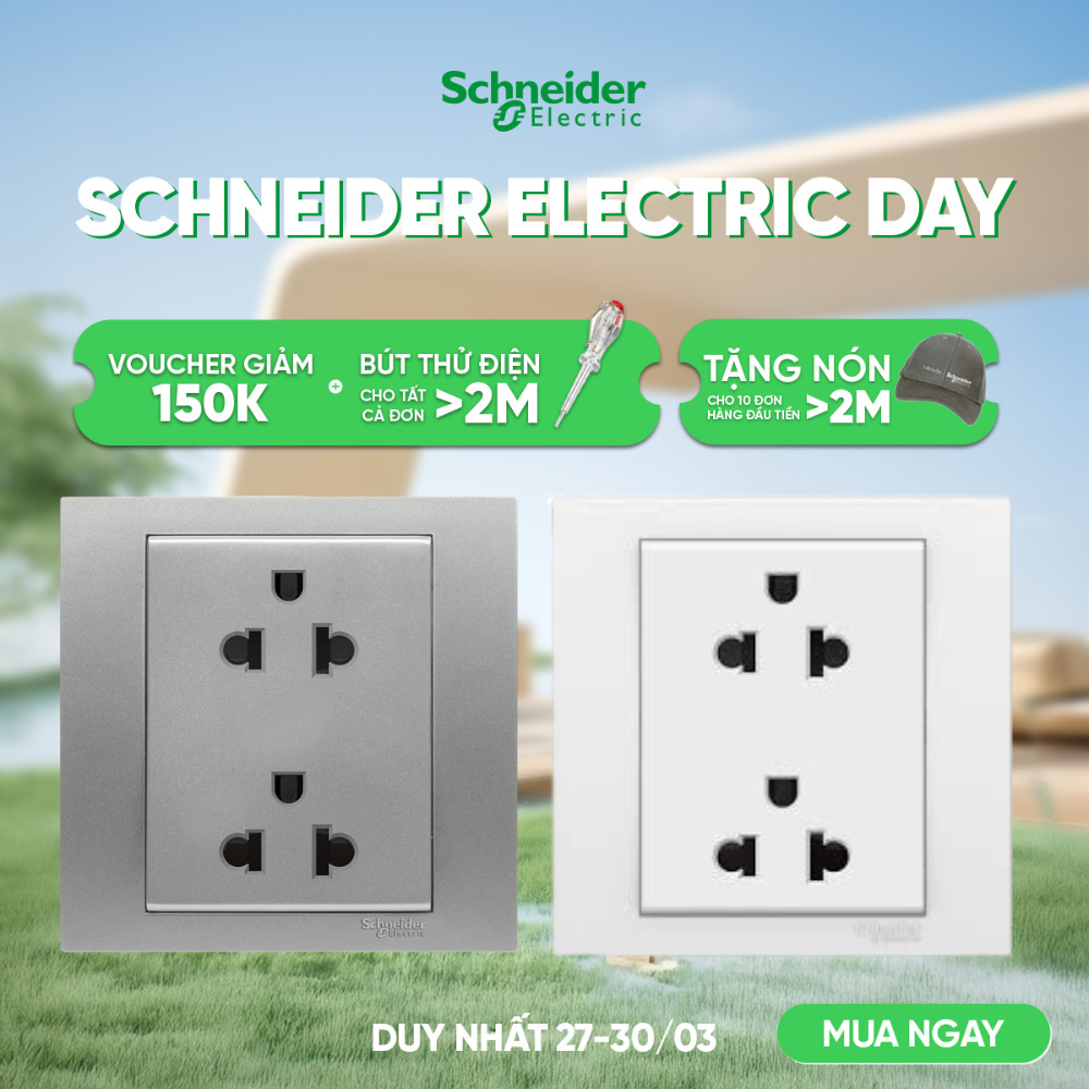 Ổ cắm đơn/ đôi 3 chấu 16A Trắng/ Xám Vivace Schneider KB426UEST_G19 KB426UEST_AS_G19 KB426UES2_WE_G1