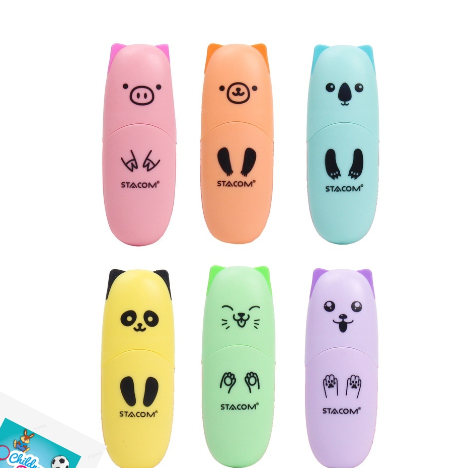 Bút Dạ Quang Mini Stacom Màu Pastel (2 cái)