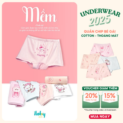 [ILABY 12-36kg] Quần lót kháng khuẩn bé gái, quần chip đùi bé gái cotton thoáng khí [3575]