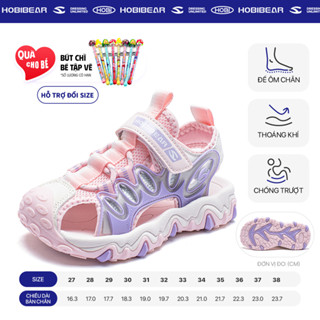 Sandal bé gái Hobibear bít mũi AU8173 hồng pastel, dép quai hậu cho bé đi học
