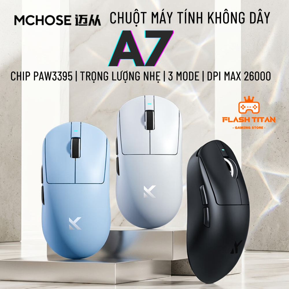 Chuột Không Dây Mchose A7 Ultra V2 - Chuột Gaming Cao cấp Chip PAW3950 Mạnh Mẽ - Dongle hỗ trợ 8k