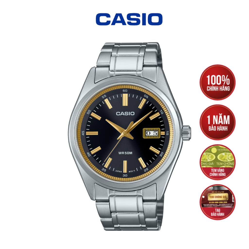 Đồng hồ Casio Nam MTP-B180D-1A2VDF Dây kim loại - Hàng Chính Hãng