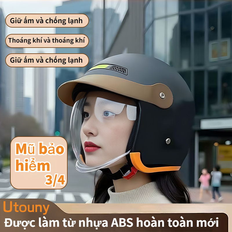 Mũ Bảo Hiểm 3/4 139 Trơn Kính Âm Chính Hãng, Chống Chói, Chống UV, Bụi Bẩn Và Côn Trùng