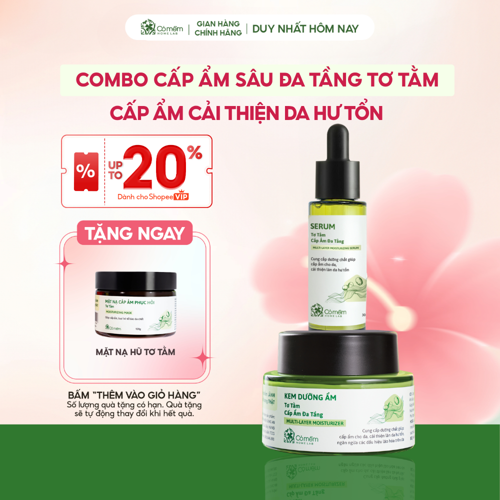 Bộ Chăm Sóc Da Khô Cấp Ẩm Tơ Tằm Dưỡng Mềm Căng Mịn Cỏ Mềm