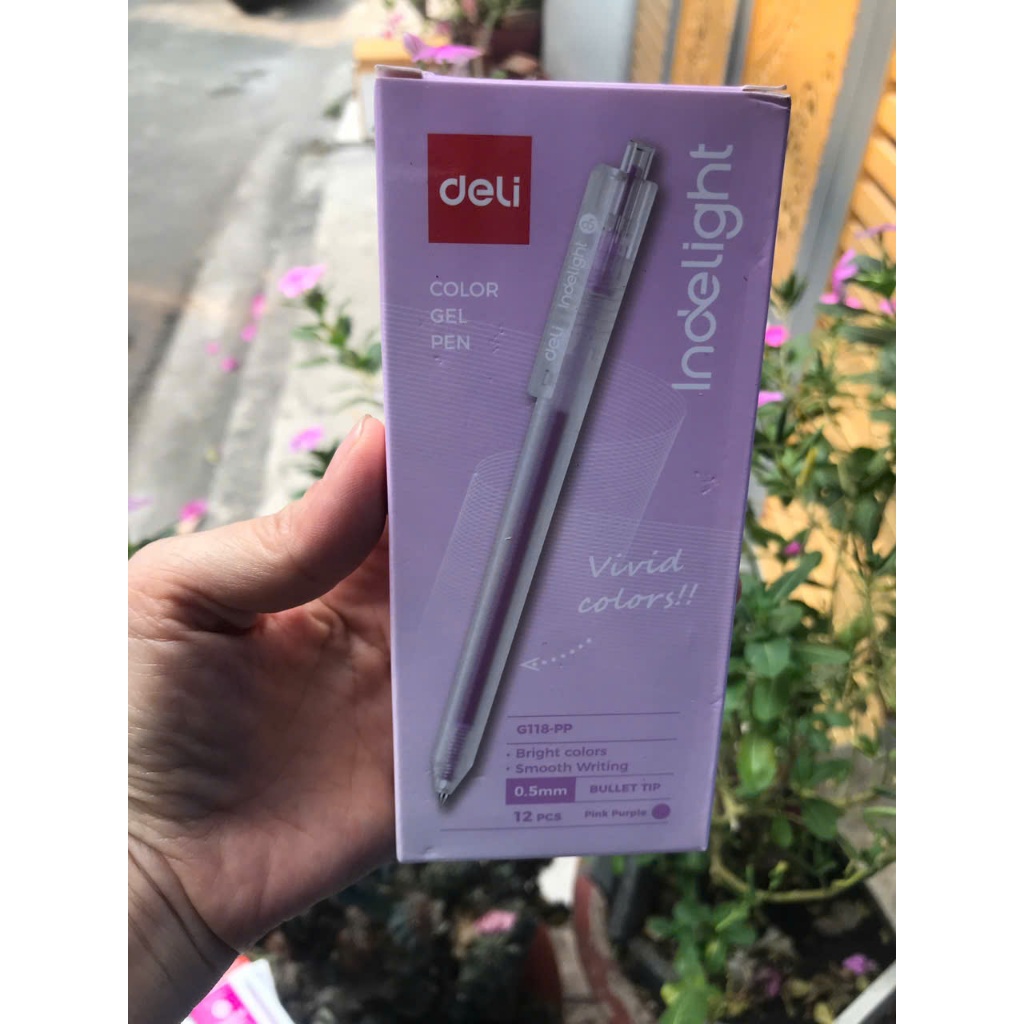 Combo 12 Cây Bút gel mực tím Deli G118- pp viết gel pen DELI