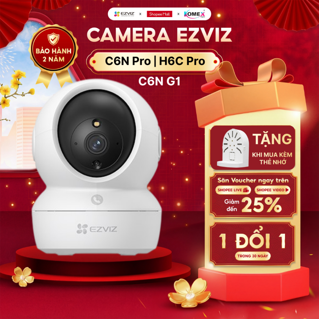 Camera Wifi Trong Nhà EZVIZ C6N Pro C6N G1 H6C Pro H1C 3MP 5MP 8MP 2K 3K 4K Đàm Thoại 2 Chiều Xoay 3