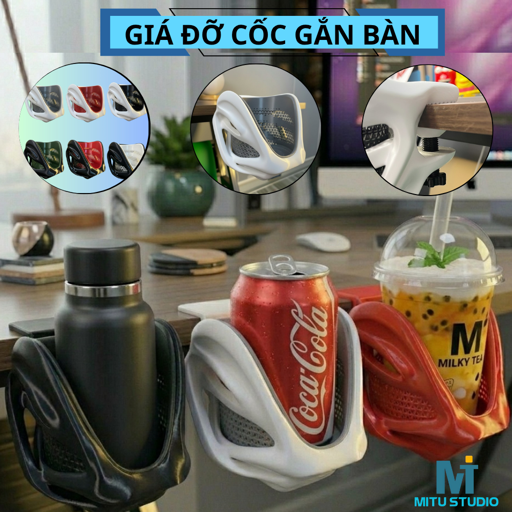 Giá Đỡ Cốc Gắn Bàn, Giá Treo Cốc Uống Nước Kẹp bàn, Giá Đỡ Ly Nước Tiện Dụng Cho Dân Văn Phòng.