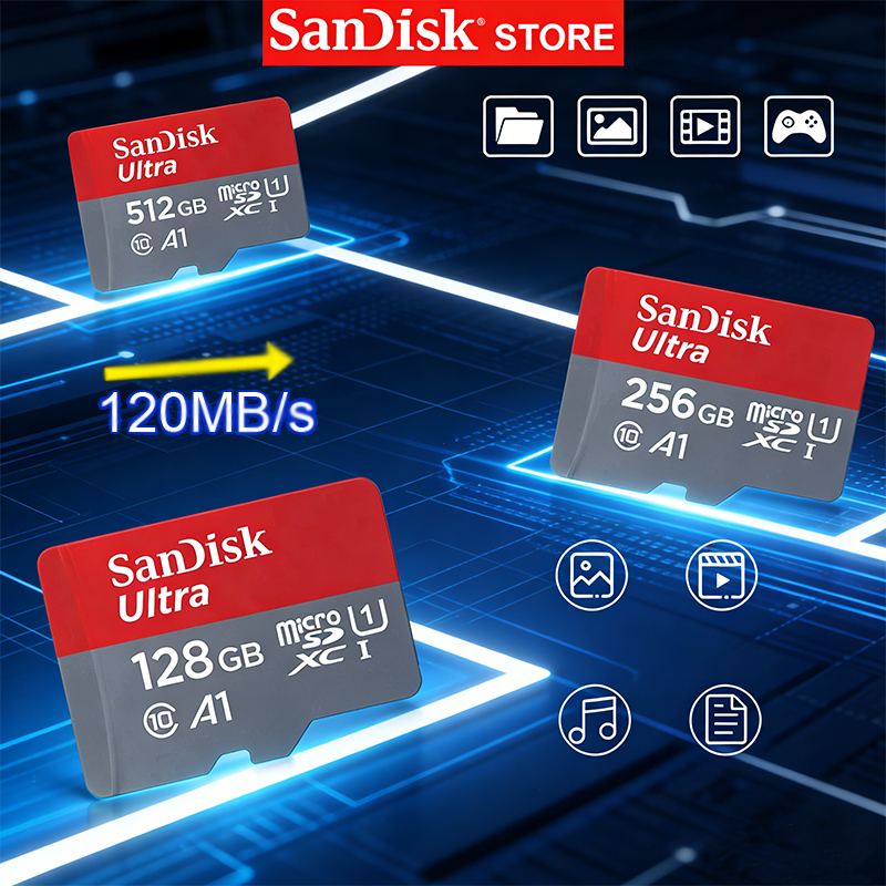 SanDisk Ultra Red microSDXC Memory Card  Up to 120MB s High Speed Storage（128GB/256GB/512GB/1TB ）