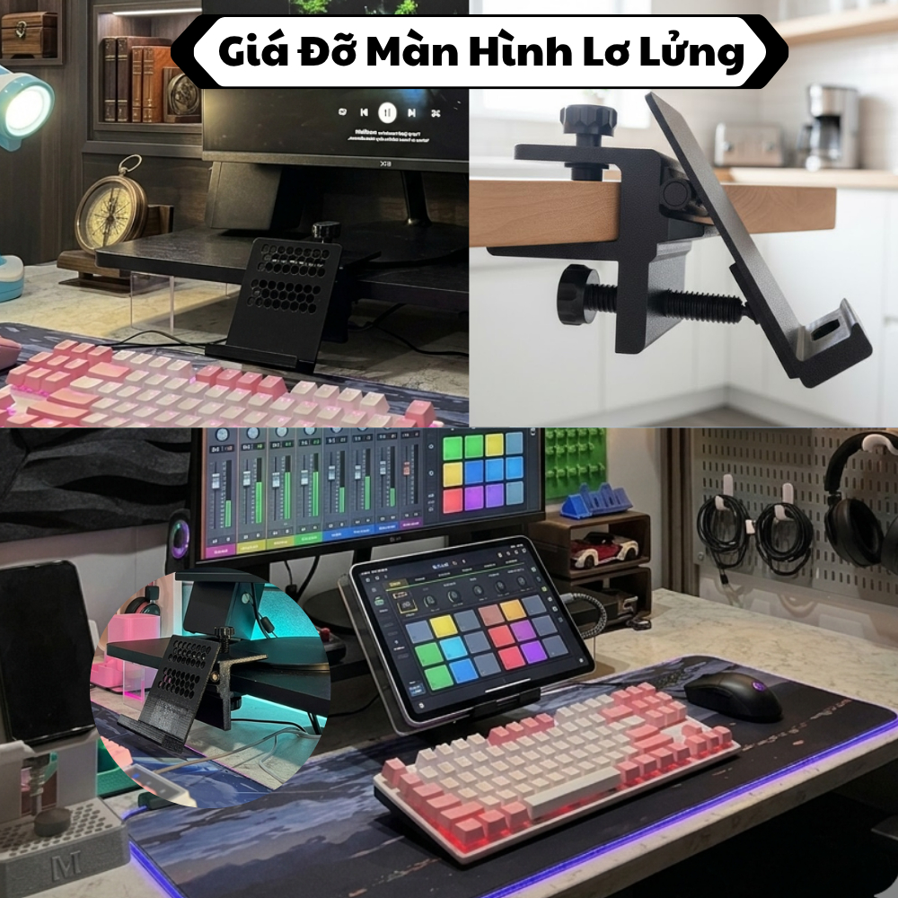 Giá Đỡ Màn Hình & iPad Gắn Bàn – Kẹp Chắc Chắn, Điều Chỉnh Đa Góc,Phù Hợp Bàn Làm Việc & Gaming.
