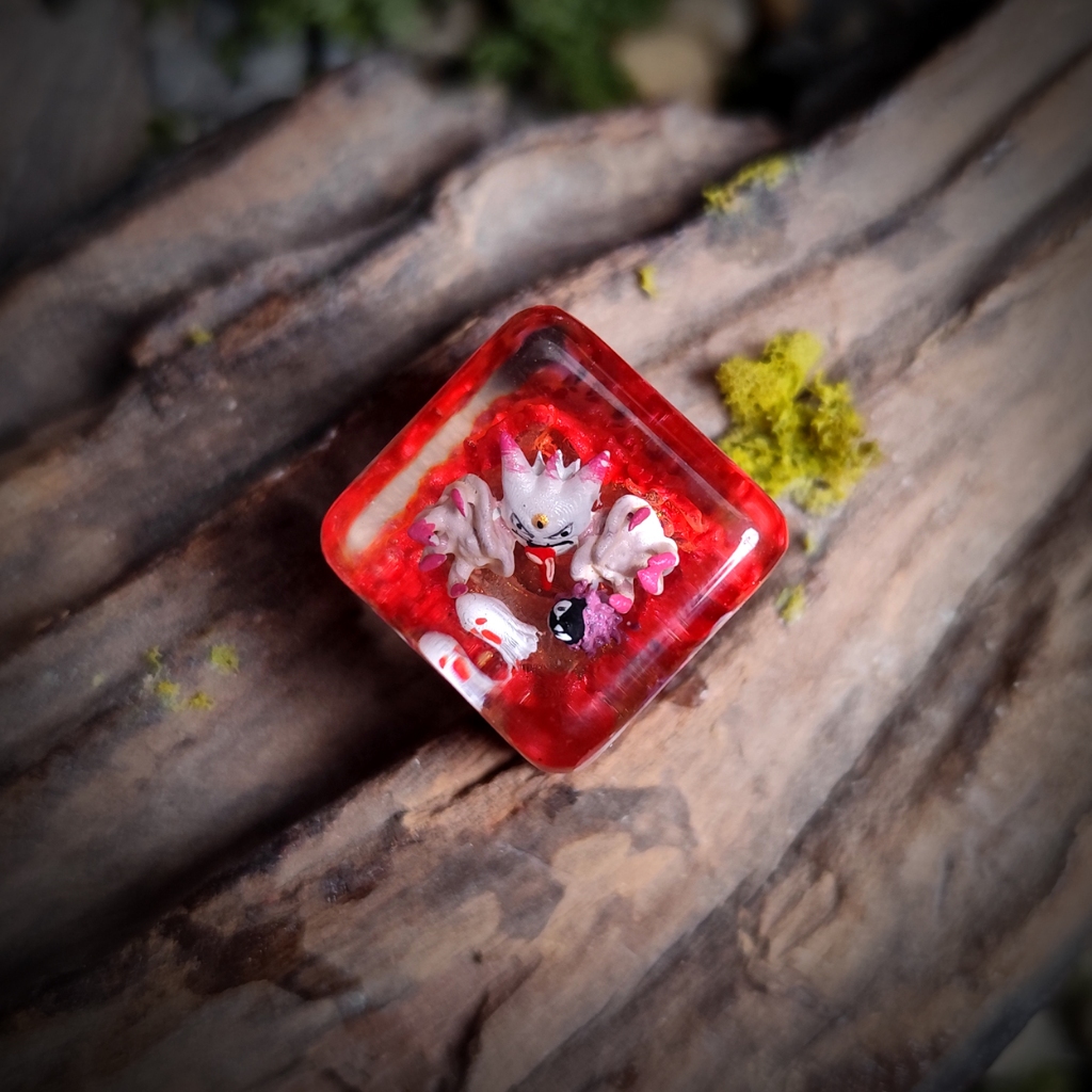 gengar ghost cube keycap, gengar new version keycap artisan, nút bàn phím cơ, nút bàn phím artisan