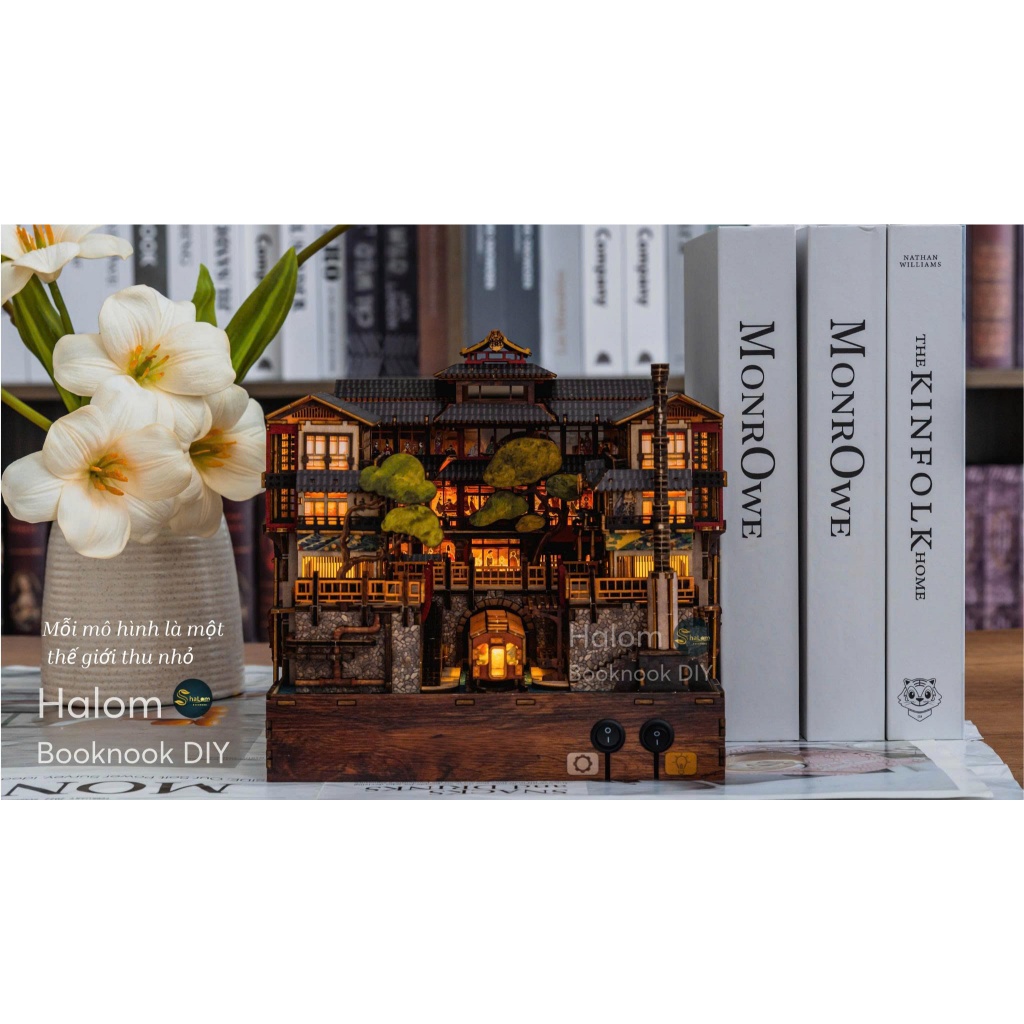 Mô hình diy book nook Nhà tắm nước nóng Ginzan Onsen mới