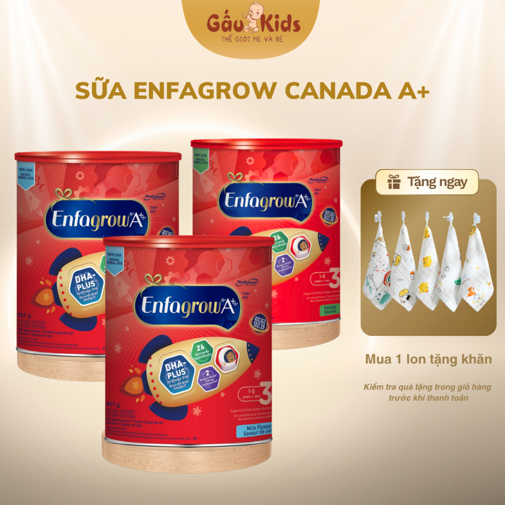 Sữa Enfagrow Canada  A+ Cho Bé 1–5 Tuổi - Hỗ Trợ phát triển toàn diện & Tiêu Hóa - Gaukids