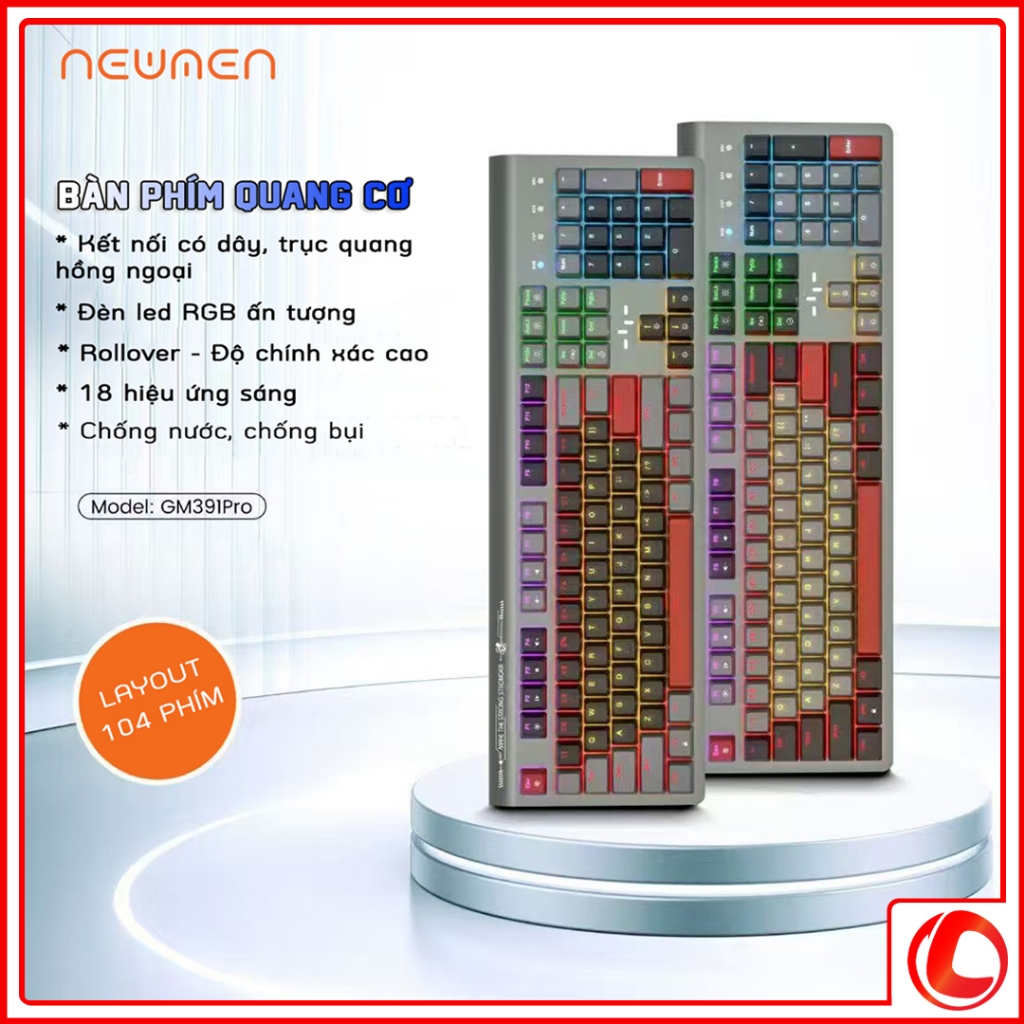 Bàn phím quang cơ có dây Gaming Newmen GM391, Led RGB - Hàng chính hãng