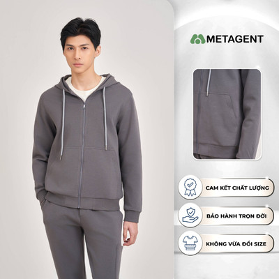 Áo khoác nam thể thao có mũ, áo khoác nỉ Metagent MS 77E4050