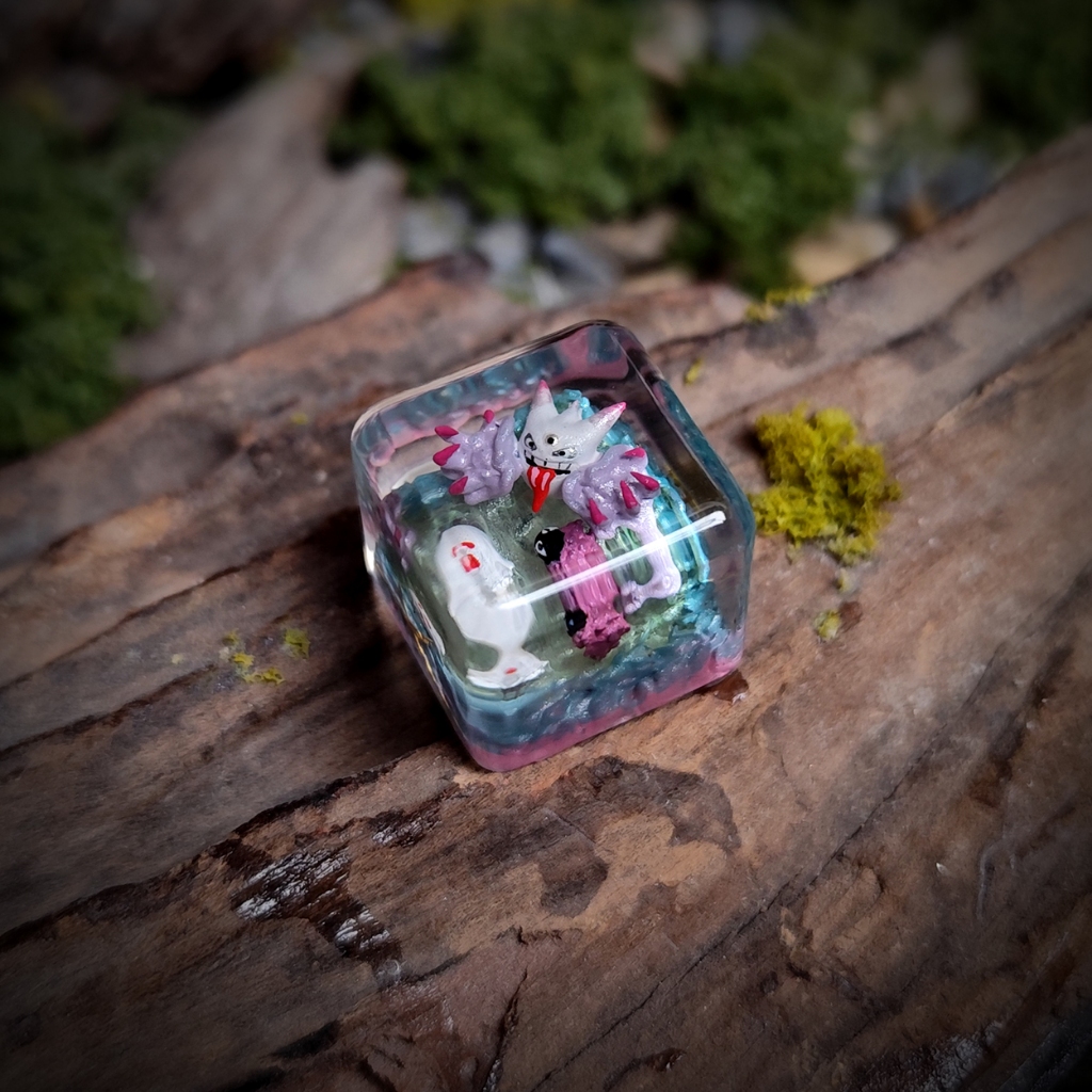 gengar ghost cube white, nút bàn phím cơ, phím cơ 1U, keycap artisan, gengar ghost cube new design