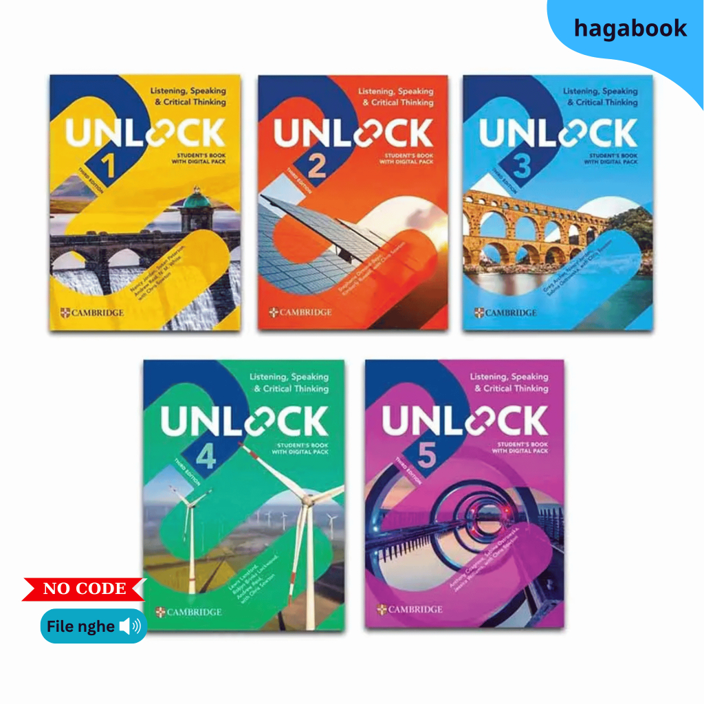 Sách - Unlock 3rd Edition Listening Speaking and Critical Thinking - Level 1,2,3,4,5 - Bản in màu la