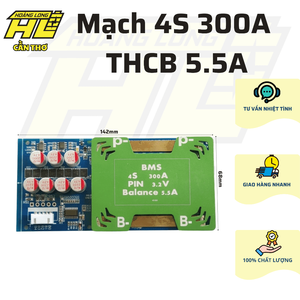 Mạch BMS 300A 4S THCB Chủ Động 5.5A – Bản FET 9 Chân, Hiệu Suất Cực Cao