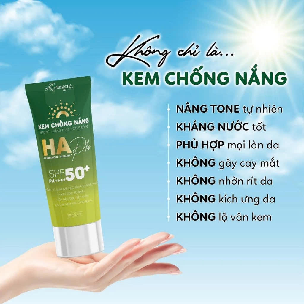 Kem Chống Nắng Nâng Tone HA Plus N Collagen Chính Hãng