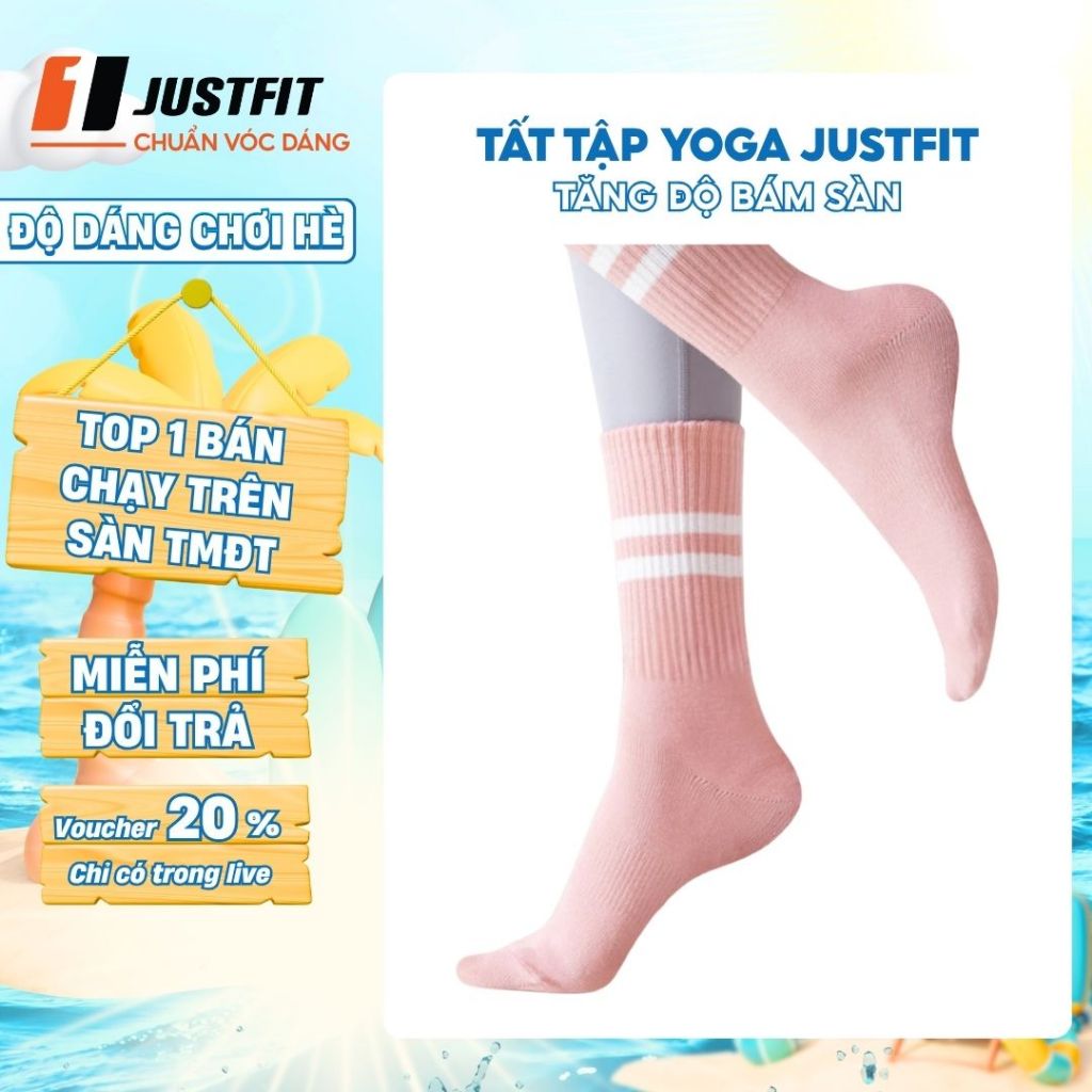 JUSTFIT Tất / Vớ chân cao cổ nữ tập yoga, chạy bộ, thể thao