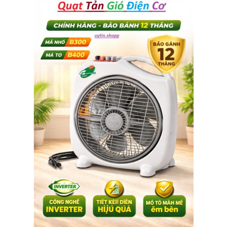 Quạt hộp điện cơ X19 B300/B400 - 5 cánh, 3 chế độ gió, Bảo Hành 12 tháng