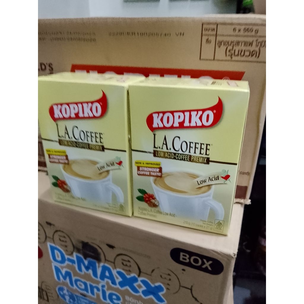 combo 2 hộp cà phê L. A. coffee low acid - coffe premix của kopiko