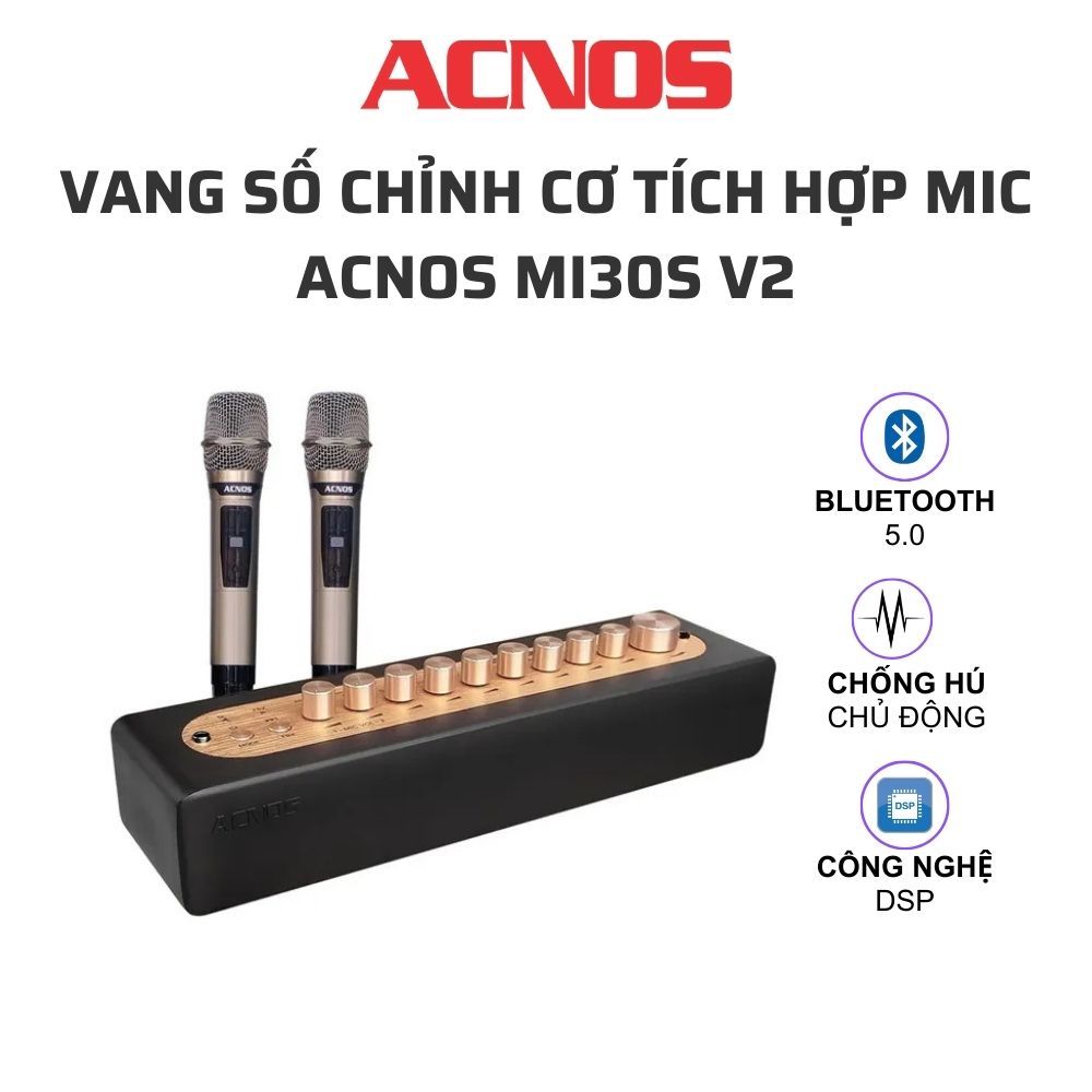 Vang Số Chỉnh Cơ Acnos MI30S - Bộ Thu Phát Karaoke Cho Ô Tô, Tích Hợp Micro Không Dây UHF, Phát Sóng