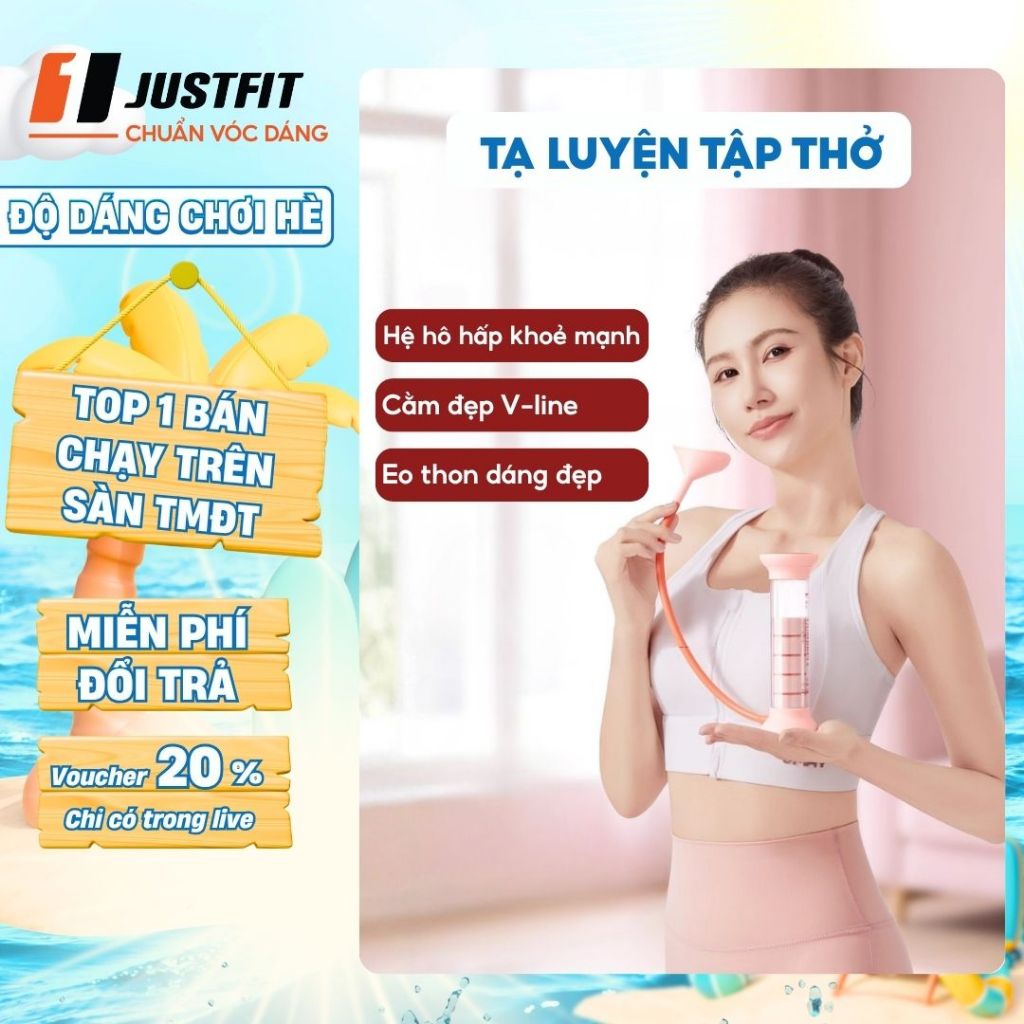 Tạ tập thở 2in1 JustFit tăng sức bền, tạ tập thở hô hấp, cơ bụng săn chắc, khuôn mặt V-line