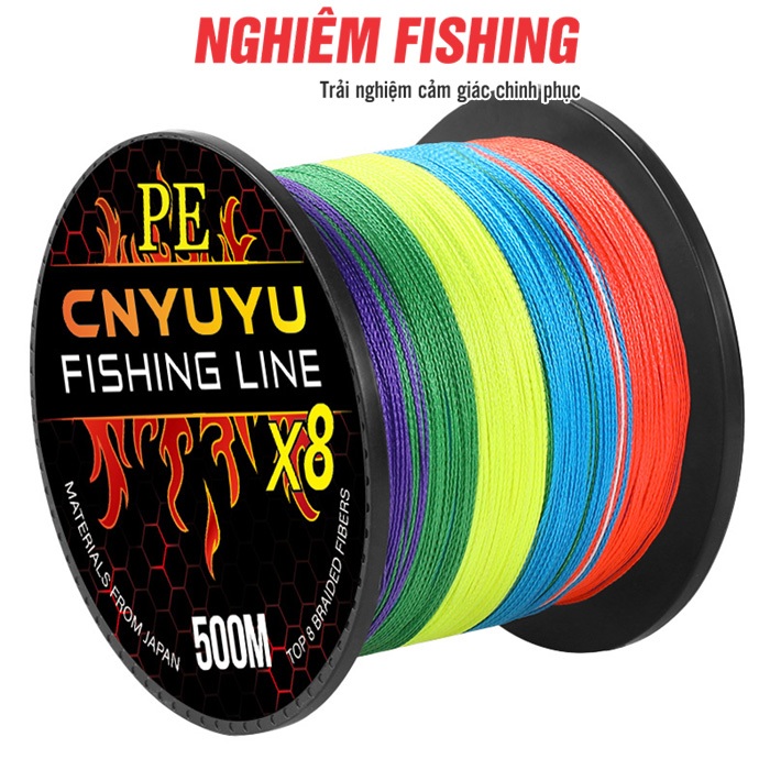 Dây Câu Cá PE X8 Sợi CNYUYU 500m – Dây Bện Siêu Bền, Chịu Lực Cao ( # PE X8 500m )