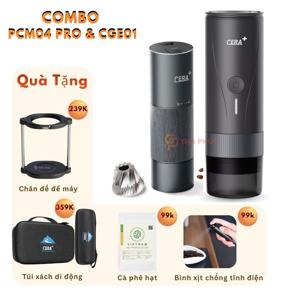 Máy pha cà phê CERA+ PCM04 Pro | Rổ 51mm | 20bar | chế độ Ủ cà phê |  chức năng đun sôi