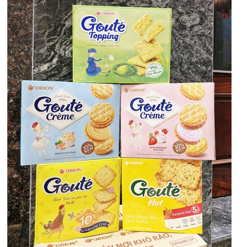 Bánh Goute Mè /Hạt /Dâu Sữa Chua/Bơ Đậu Phộng Orion Hộp Giấy