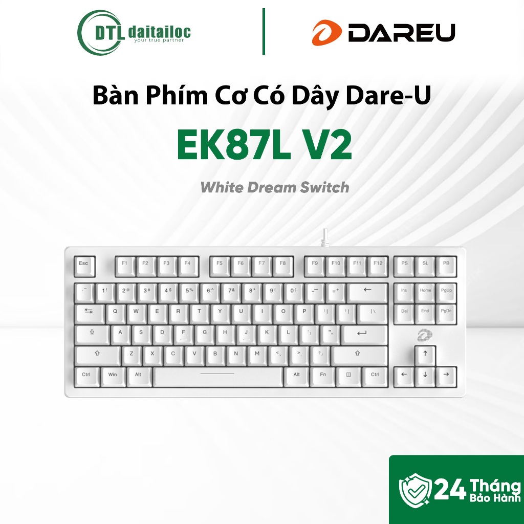 Bàn Phím Cơ Có Dây Dare-U EK87L V2 White Dream Switch | Chính Hãng | Bảo Hành 24 Tháng