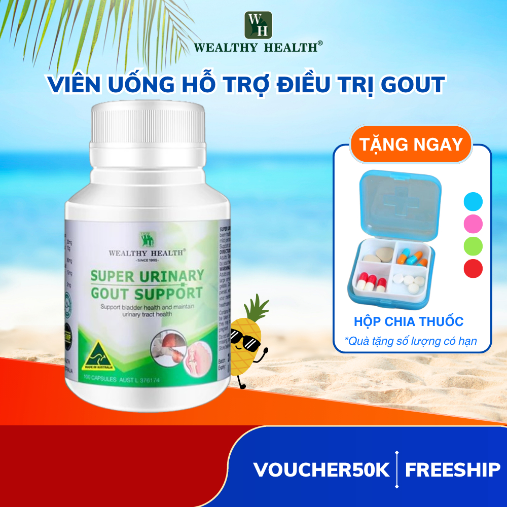 [HSD 10.2027]Wealthy Health Super Urinary Gout Support 100 Viên Hỗ Trợ Gout,Giảm Acid Uric, Hỗ Trợ T