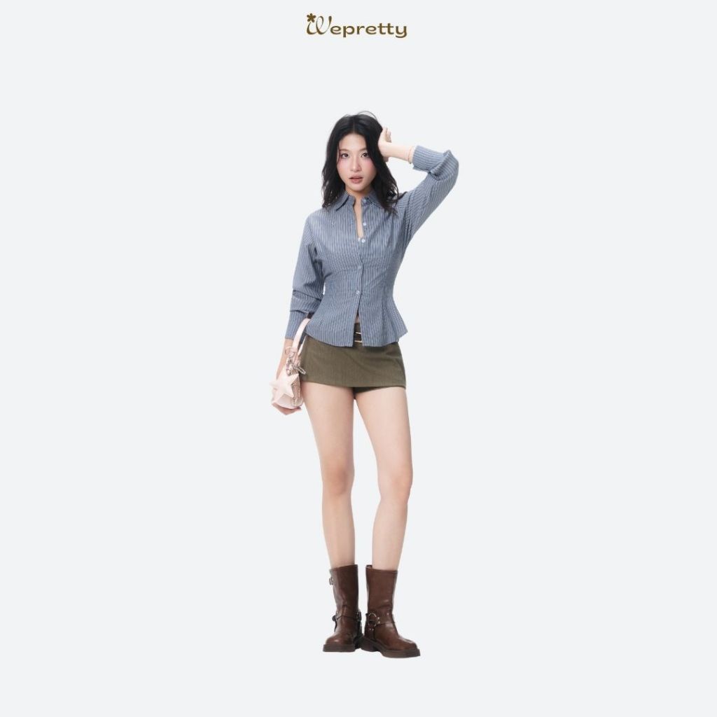 AH30 WYNN SHIRT Sơ Mi Kẻ Sọc Wepretty Clothes Chất Liệu Thô Kate Phối Nơ Phong Cách Hàn Quốc | BigBuy360 - bigbuy360.vn