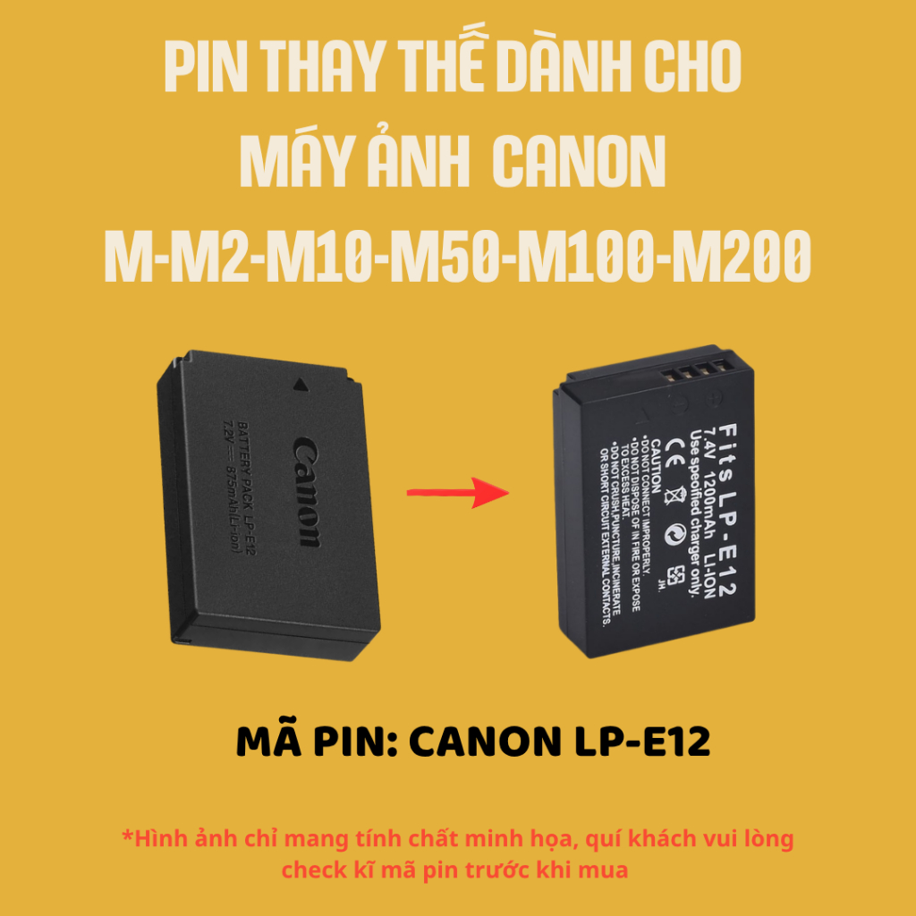 Pin Canon LP-E12 Dung Lượng Cao – Tương Thích EOS M50 M200 M10 M100 M M2 - PIN CANON M10 - M-M2-M100
