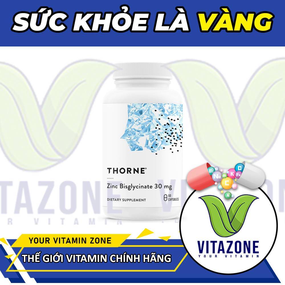 THORNE Zinc Bisglycinate 30 mg - Viên Uống Bổ Sung Kẽm, Tăng Đề Kháng, Giảm Mụn