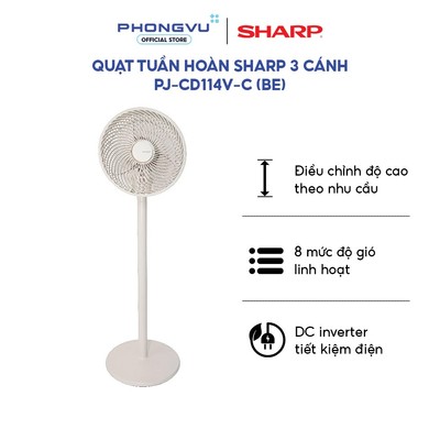 Quạt tuần hoàn Sharp PJ-CD114V-C - Công suất 36W - Tạo Ion âm - Khay tinh dầu - Bảo hành 12 tháng