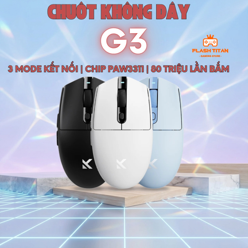 Chuột Không Dây Mchose G3 V2 - Chip PAW3311 Mạnh Mẽ - 3 Chế Độ Kết Nối - Pin 800mAh