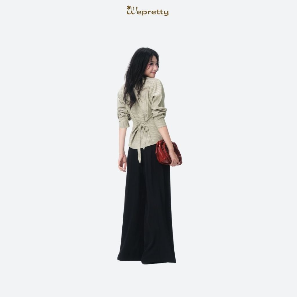 AH30 WYNN SHIRT Sơ Mi Kẻ Sọc Wepretty Clothes Chất Liệu Thô Kate Phối Nơ Phong Cách Hàn Quốc | BigBuy360 - bigbuy360.vn