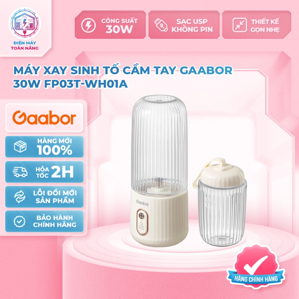 Máy Xay Sinh Tố Cầm Tay Gaabor FP03T-WH01A – Thiết Kế Ergonomic - Công Suất 30W - Chính Hãng