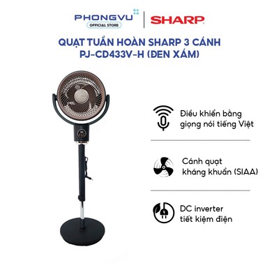 Quạt tuần hoàn Sharp PJ-CD433V-H - Giọng nói Tiếng Việt, 99 cấp độ gió - DC Inverter - Bảo hành 12th