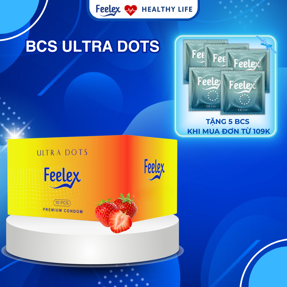 Bao cao su Feelex Ultra dots gân gai, nhiều gel bôi trơn