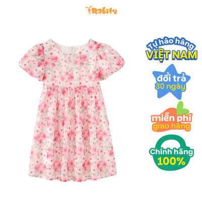  Đầm voan tay ngắn in hoa bé gái Rabity 92477
