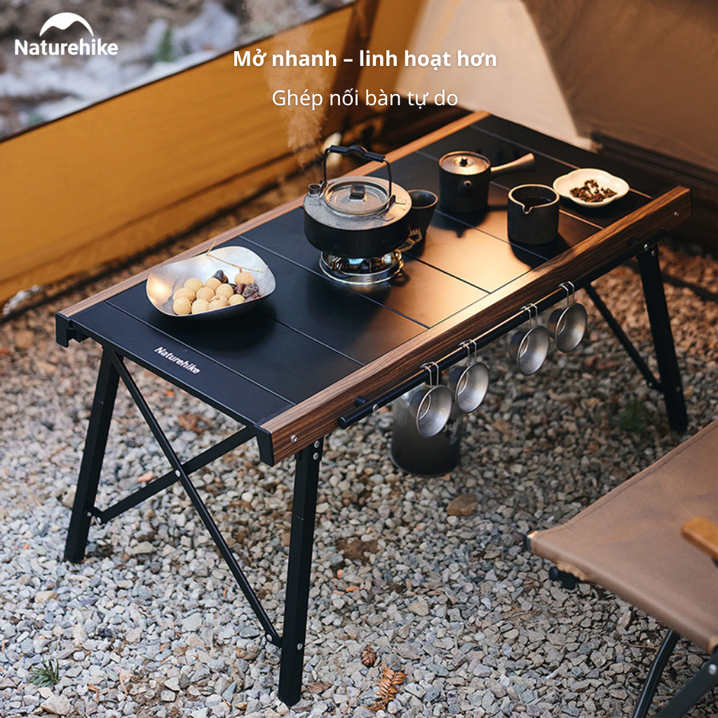 𝐍𝐚𝐭𝐮𝐫𝐞𝐡𝐢𝐤𝐞 - Bàn Gấp Camping IGT – Bàn Dã Ngoại Nhôm Gỗ, Gấp Gọn, Tích Hợp Bếp Camping - CNK2300JJ01