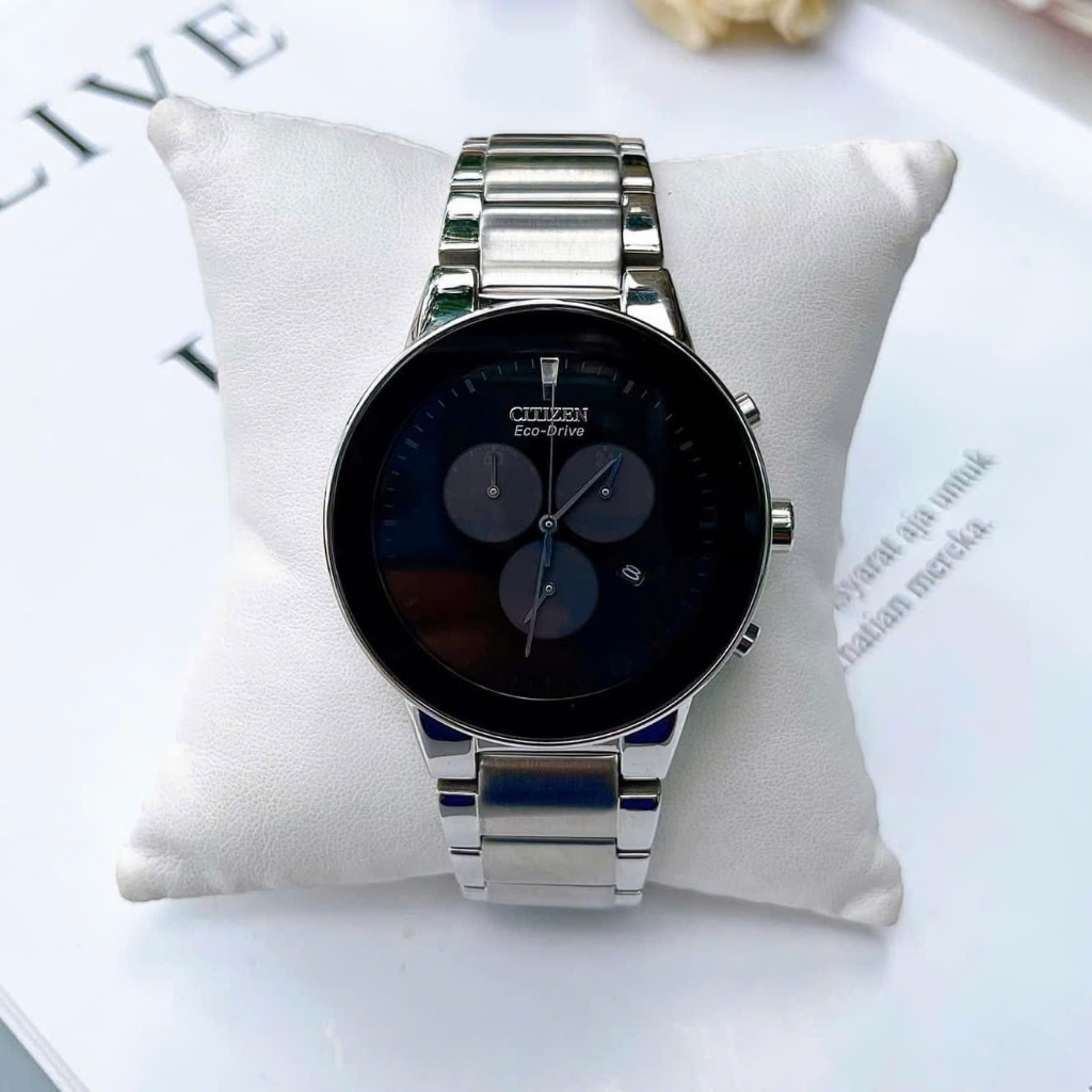 Đồng hồ nam dây thép Citizen Axiom Chronograph Eco Drive AT2240-51E