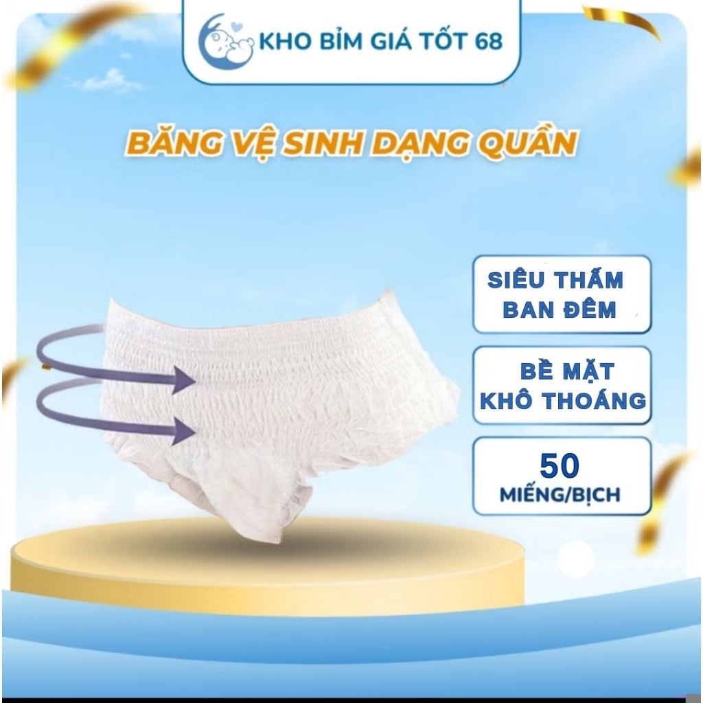 BVS Quần Enjoy Cull Girl 50 miếng, Băng vệ sinh quần đêm, Siêu thấm hút không tràn, bề mặt khô thoán