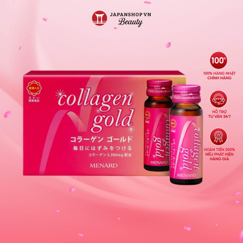 chỗ trợ duy trì sức khỏe và làn da Collagen Gold Menard 10pcs chính hãng Nhật Bản