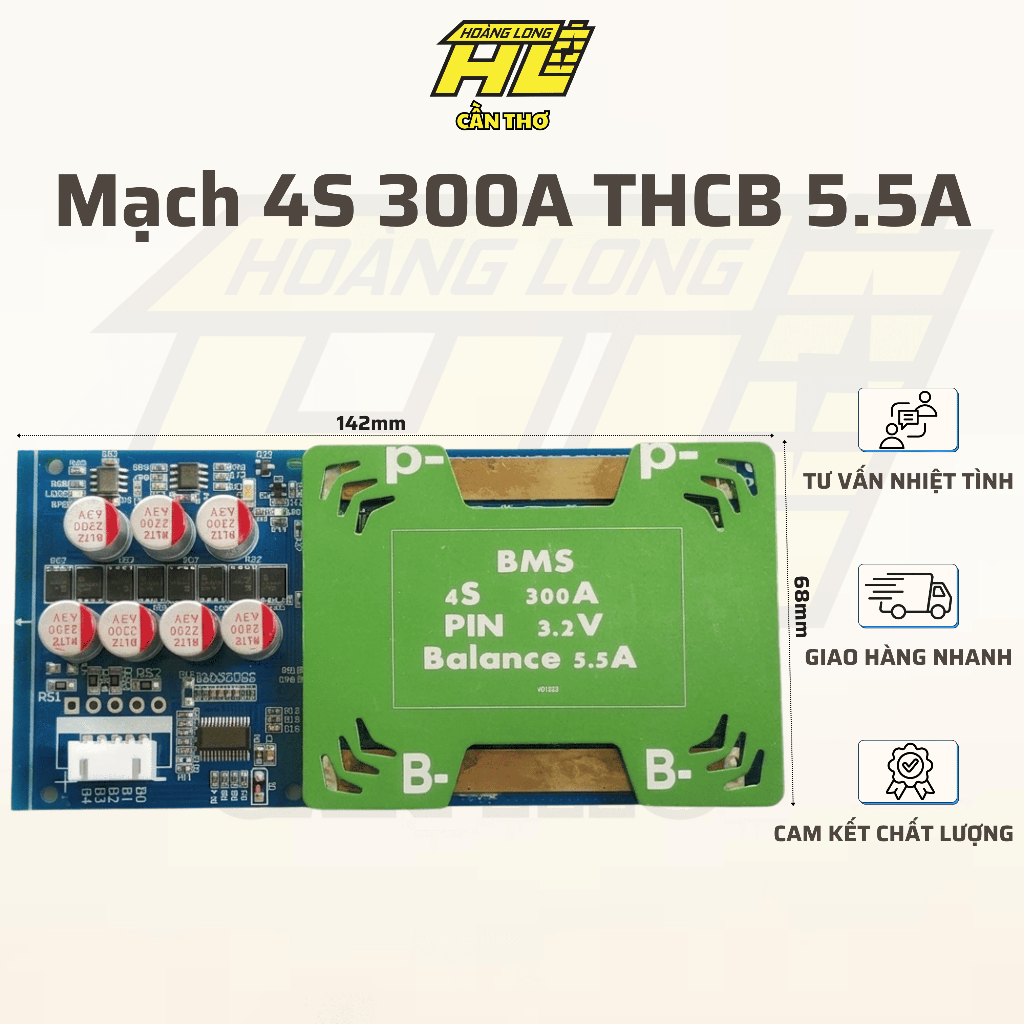 Mạch BMS 4S 300A Tích Hợp Cân Bằng Chủ Động 5.5A