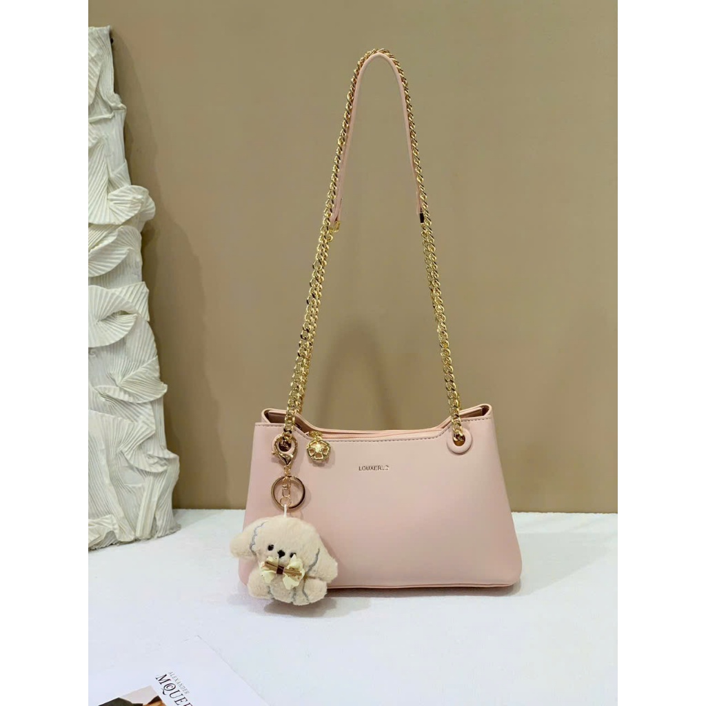 BST Túi Sách Công Sở Cao Cấp Mới Hãng KUERMEI Túi Xách Nữ Dây Xích Viền Vàng Khóa Kéo Miệng Size27cm