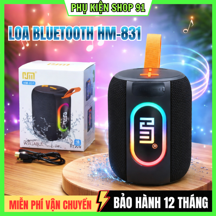 Loa Bluetooth Mini HM-831 / HM-805 Bass Cực Mạnh, Kết Nối TWS Song Song 2 Loa, Chống Nước IPX5