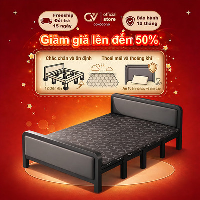 CONOCO Giường gấp gọn thông minh khung sắt có nệm Tổng Kho chịu lực 300kg cho nhà nhỏ